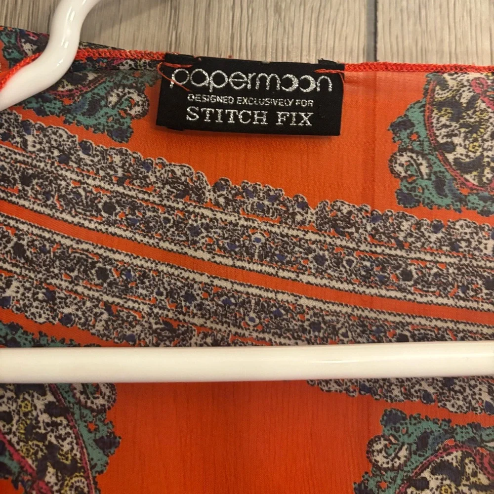 Papermoon Vibrant Orange Patterned Top - Picture 3 of 4